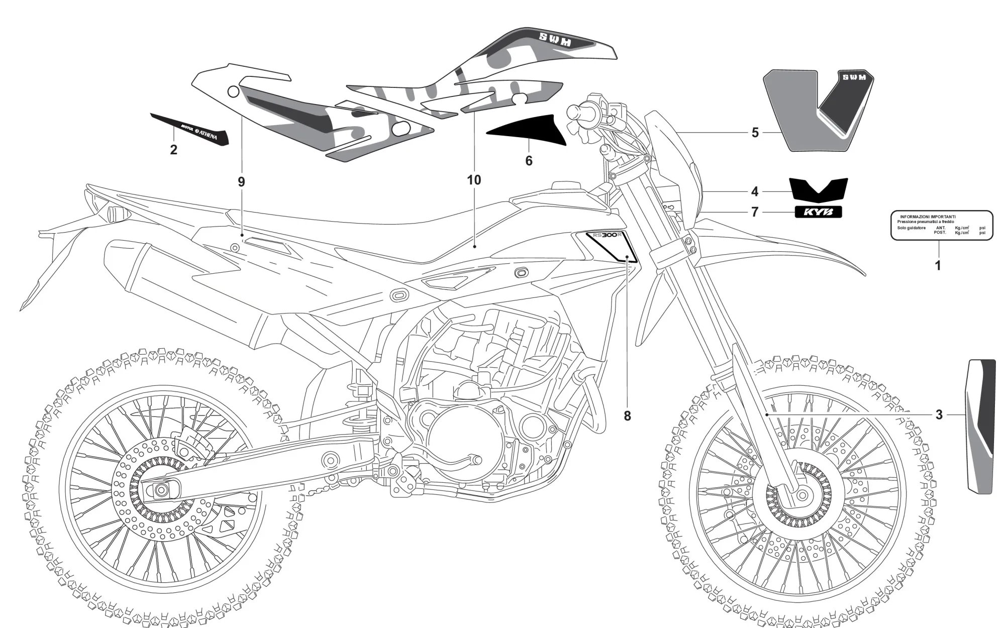 Aufkleber 300 für schwarzes Motorrad