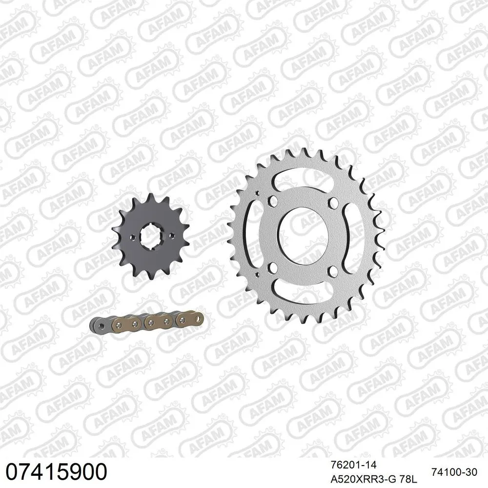 07415900 AFAM Kettensatz Stahl 520 XRR3-G 14x30 - Kymco MXer 150 2002-07 - 07415900