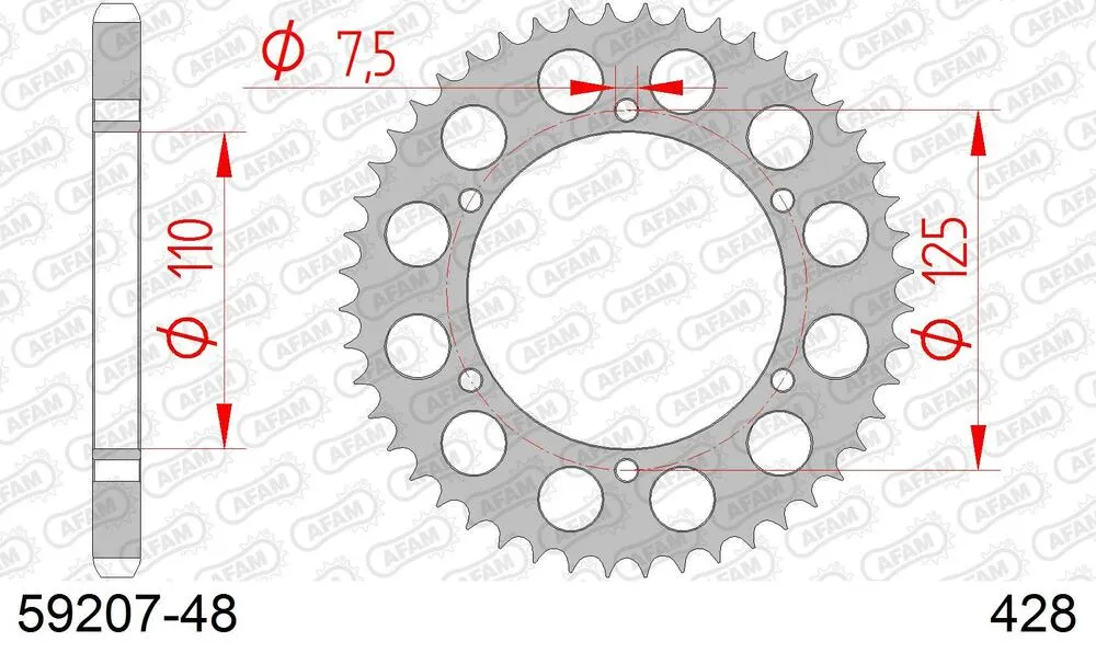 59207-48 AFAM Kettensatz Stahl 428 R1-G 17x48 - Gilera 125 Coguar 1999-02 - 05613161