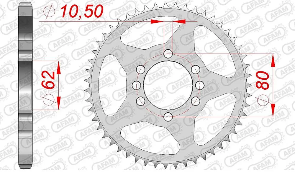 afam_kettenrad_hinten_12204 AFAM Kettensatz Stahl 428 R1-G 16x49 - Yamaha DT 125 MX 1978-91