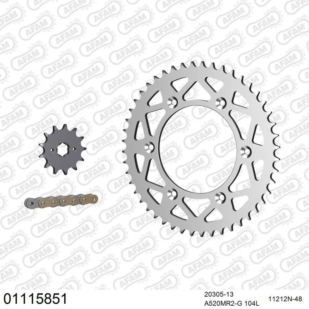 01115851 AFAM Kettensatz Aluminium 520 MR2-G 13x48 - Honda CRF 150 F 2003-05 - 01115851