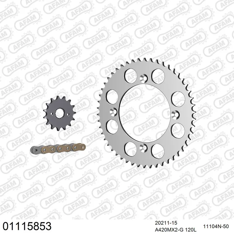 01115853 AFAM Kettensatz Aluminium 420 MX2-G 15x50 - Honda CRF 150 R 2007-19 - 01115853