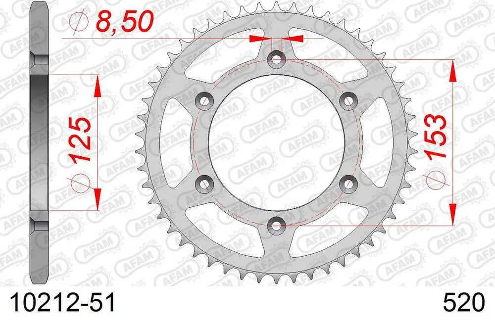 10212-51 AFAM Kettensatz Stahl 520 MR2-G 13x51 - Honda CR 125 R 2002 - 01013804