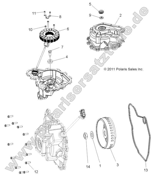 Engine, Stator Cover and Flywheel
