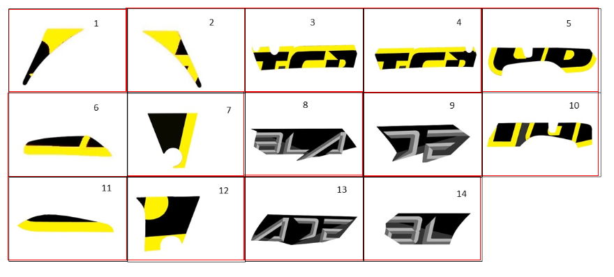 Aufkleber 2 schwarzmatt / gelb