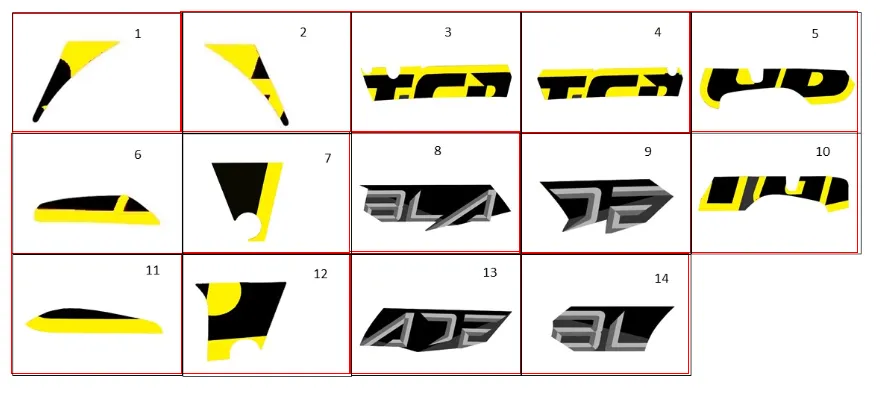 Aufkleber 2 schwarzmatt / gelb