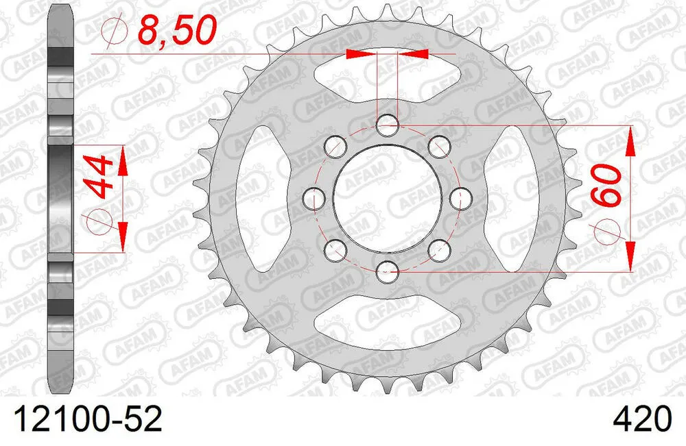 AFAM Kettensatz Stahl 420 R1-G 12x52 - MBK 50 X Limit Enduro 1997-02 - KIT107981