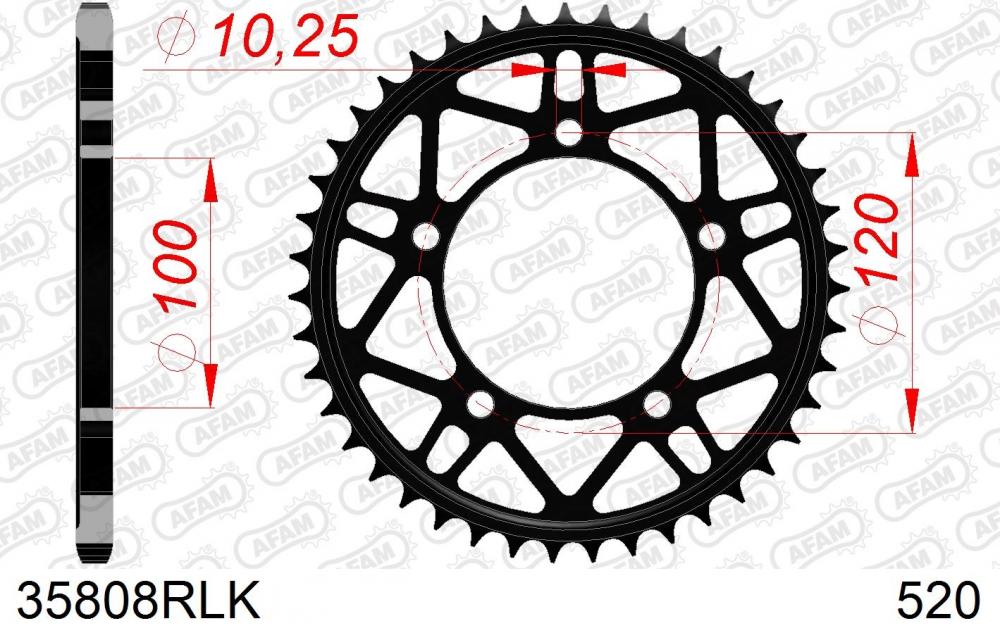 AFAM_Racing_RLK_Kettenrad_Stahl_hinten___520___35808RLK AFAM Racing RLK Kettenrad Stahl hinten - 520 - 35808RLK