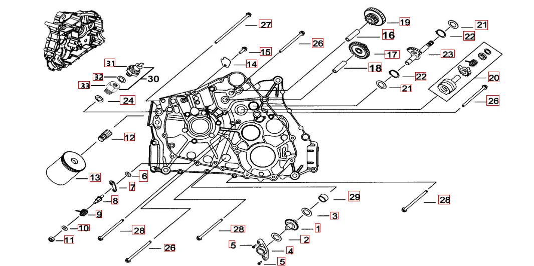Motorgehäuse links 1 Motorgehäuse links 1