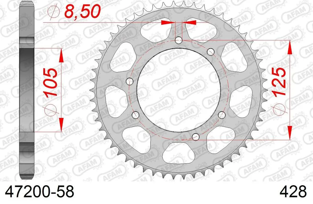 47200-58 AFAM Kettensatz Stahl 428 R1-G 14x58 - Rieju 125 LC Marathon Pro Supermotard 2022 - 08013640