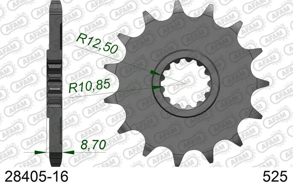 AFAM Kettensatz Aluminium 525 XSR2-G 16x41 - Kawasaki Ninja ZX 9 R 2002-04 - 01786243