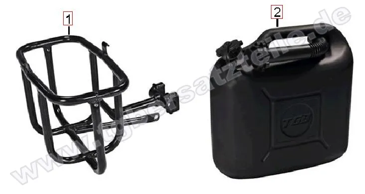 Benzinkanister und Halter Benzinkanister und Halter