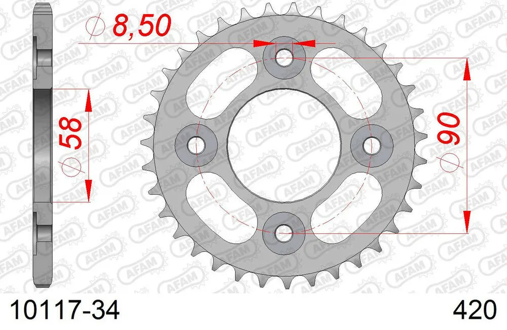 10117-34 AFAM Kettensatz Stahl 420 R1-G 15x34 - Honda Z 125 MA Monkey 2018-21 - 01013107