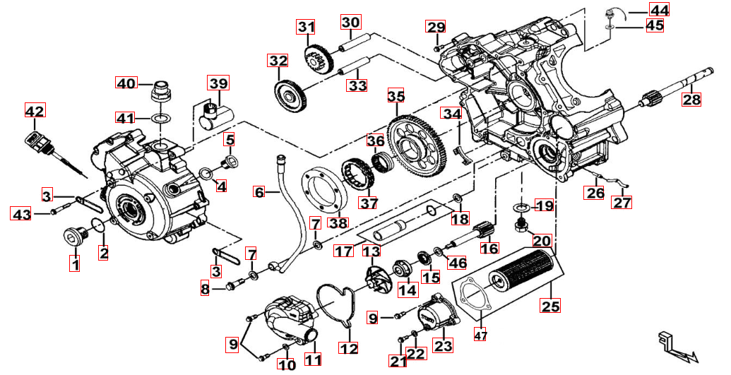 Motorgehäuse rechts