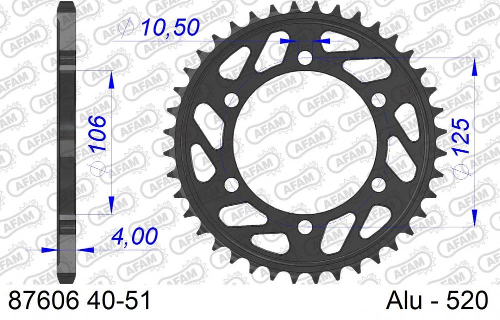 AFAM_Racing_Kettenrad_Aluminium_hinten___520___87606 AFAM Racing Kettenrad Aluminium hinten - 520 - 87606