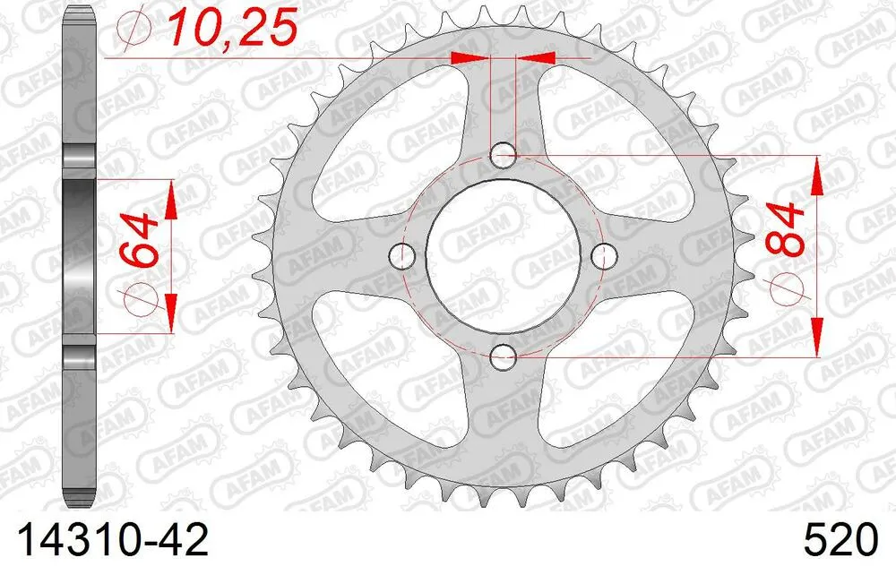 14310-42 AFAM Kettensatz Stahl 520 XRR3-G 12x42 - Suzuki LT 250 R Quadracer 1985-92 - 01426932