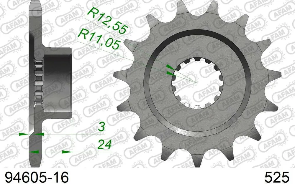 94605-16 AFAM Kettensatz Stahl 525 XSR2-G 16x41 - Mv Agusta F3 675 2012-23 - KIT108951