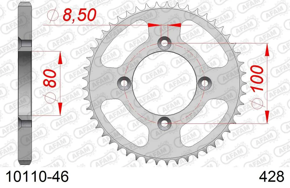 10110-46 AFAM Kettensatz Stahl 428 MX-G 13x46 - Honda CRF 125 F 2014-24 - 01013851