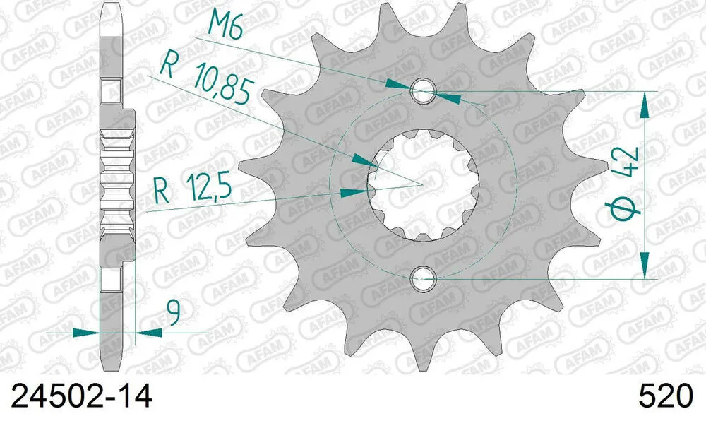 24502-14 AFAM Kettensatz Stahl 520 XMR3 14x43 - Kawasaki Ninja 500 2024-24 - KIT109141
