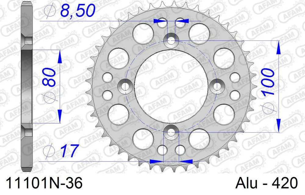 AFAM Kettensatz Aluminium 420 MX2-G 15x36 - Honda XR 70 R 1997-99 - 01105700
