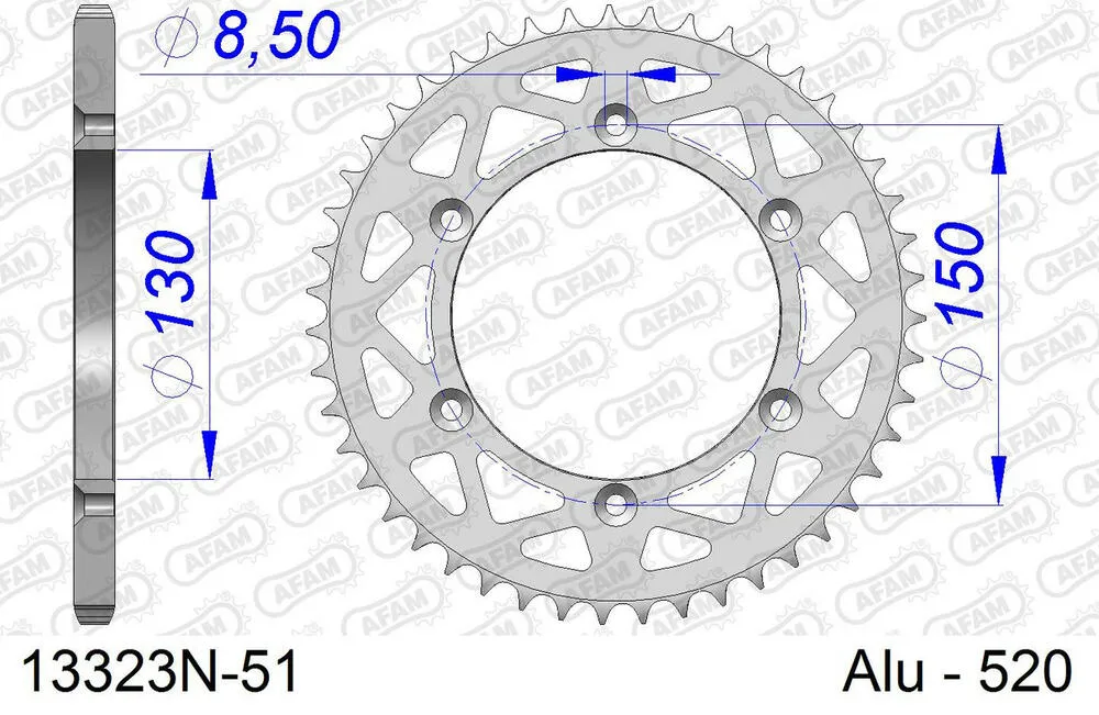 13323-N-51 AFAM Kettensatz Aluminium 520 XRR3-G 13x51 - Yamaha WR 250 F 2020-24 - 01326705