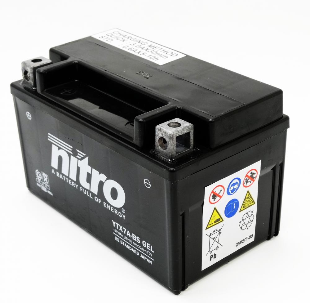 Nitro_YTX7A_BS_GEL_Batterie_2 Nitro GEL YTX7A-BS AGM Batterie 12V 6AH (GTX7A-BS, FTX7A-BS)