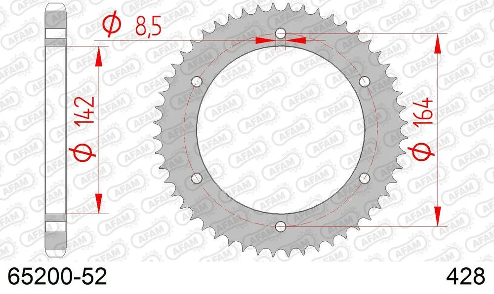65200-52 AFAM Kettensatz Stahl 428 XMR2-G 14x52 - Hyosung GT 125 Comet 2003-10 - 06513133