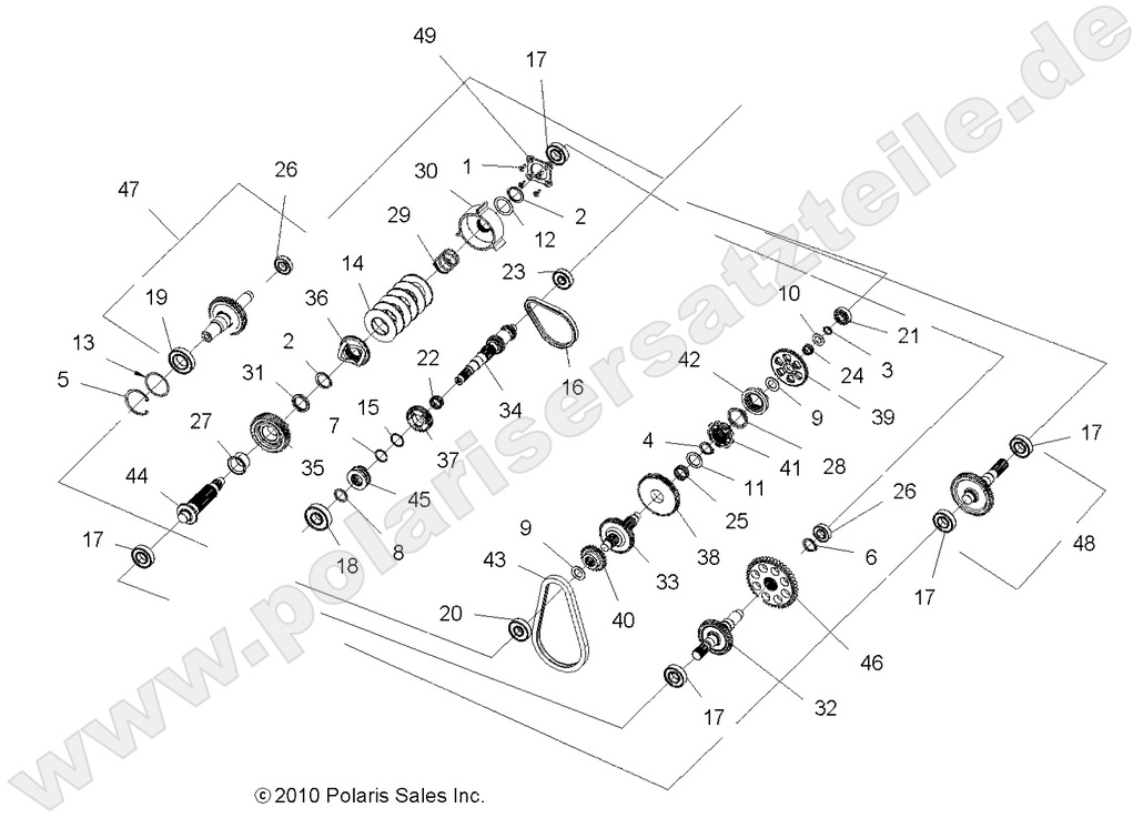 DRIVE TRAIN, MAIN GEARCASE INTERNALS (Built 3/01/11 and Before)
