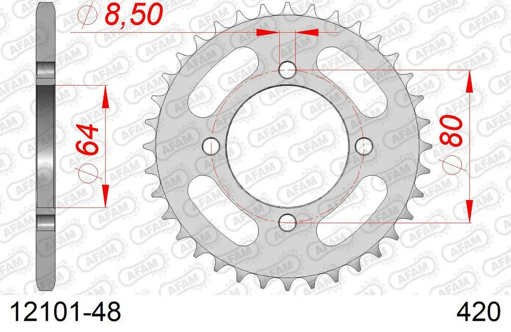 12101-48 AFAM Kettensatz Stahl 420 M 13x48 - Yamaha RZ 50 2002 - 01201105