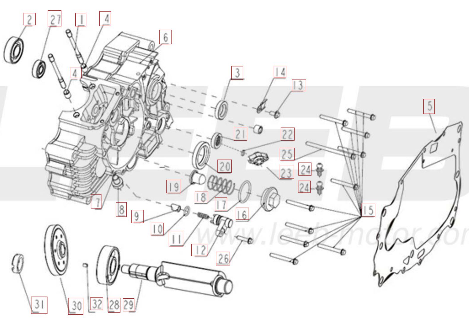 Motorgehäuse links - Ölsieb