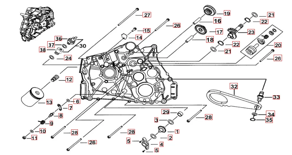 Motorgehäuse links 1 Motorgehäuse links 1