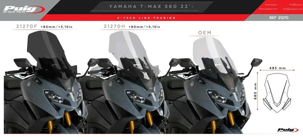 Puig Roller V-Tech Line Touring Verkleidungsscheibe - Yamaha T-Max 560 /Tech 2022-23