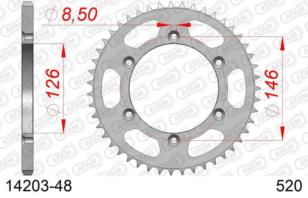 AFAM Kettensatz Stahl 520 MR2-G 13x48 - Suzuki RM 250 1999-00 - 01426803