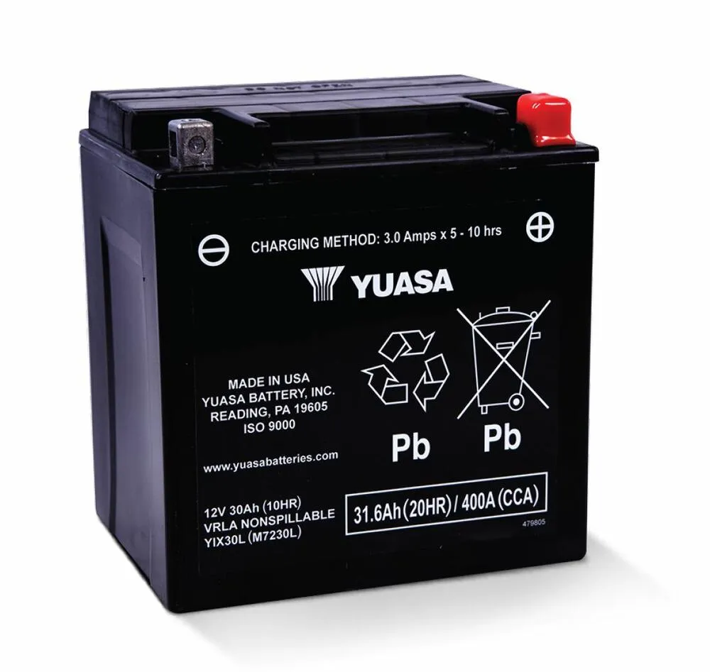 Yuasa-YIX-30 Yuasa YIX30L-BS AGM Batterie 12V 30AH - Einbaufertig (YTX30L-BS YB30L-B)