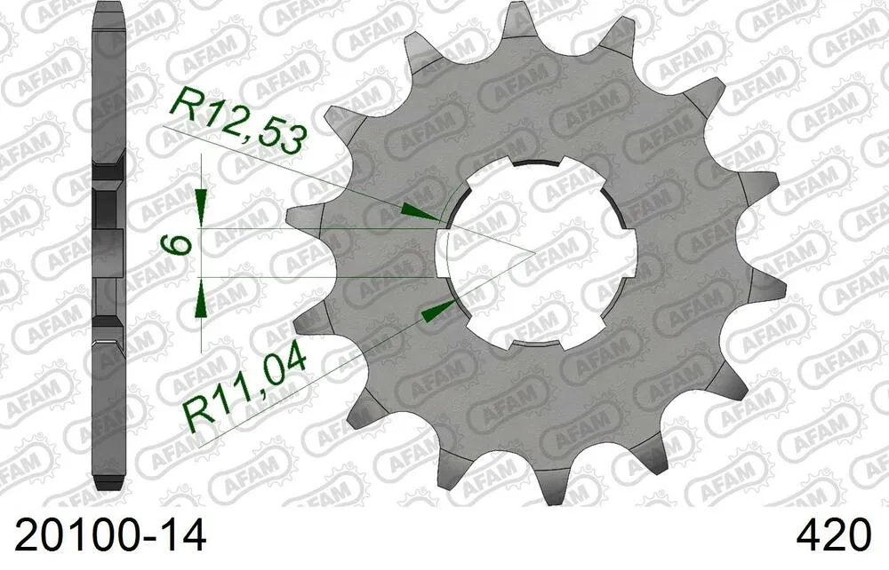 AFAM Kettensatz Stahl 420 R1-G 14x42 - Honda MTX 50 Automatique France 1984-87 - 01001600