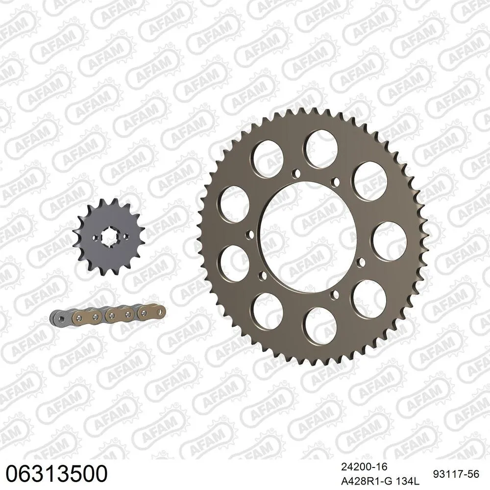 06313500 AFAM Kettensatz Aluminium 428 R1-G 16x56 - C H Racing WXE 125 Enduro 2005-05 - 06313500