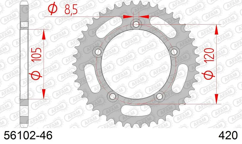 56102-46 AFAM Kettensatz Stahl 420 R1-G 12x46 - Gilera 50 Eaglet 1996 - 05601162