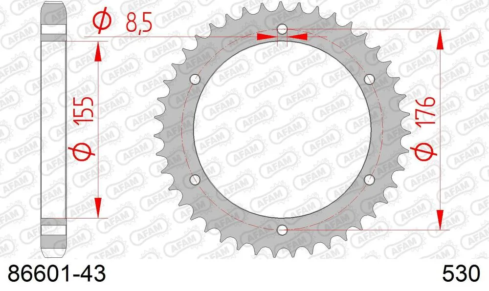 86601-43 AFAM Kettensatz Stahl 530 XMR3 18x43 - Triumph Speed Triple 885 1997-01 - KIT107901