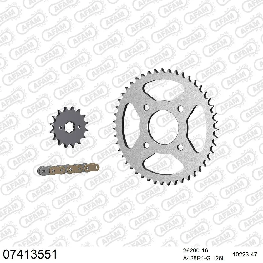 07413551 AFAM Kettensatz Stahl 428 R1-G 16x47 - Kymco 125 Stryker 2000-06 - 07413551
