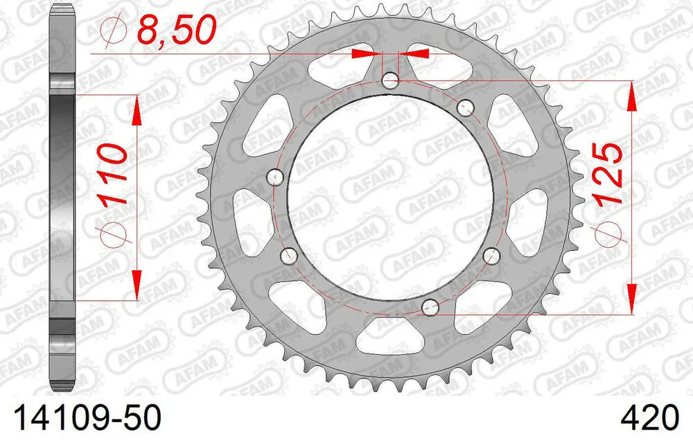 AFAM Kettensatz Stahl 420 R1-G 12x50 - Suzuki RMX 50 1996-03 - 01401606