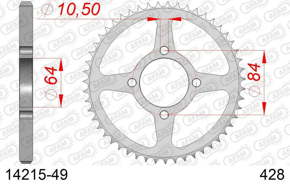 14215-49 AFAM Kettensatz Stahl 428 R1-G 14x49 - Suzuki RV 125 Van-Van 2007-17 - 01413102