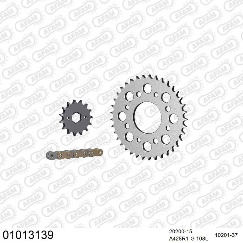 01013139 AFAM Kettensatz Stahl 428 R1-G 15x37 - Honda CB 125 J/R 1983-86 - 01013139