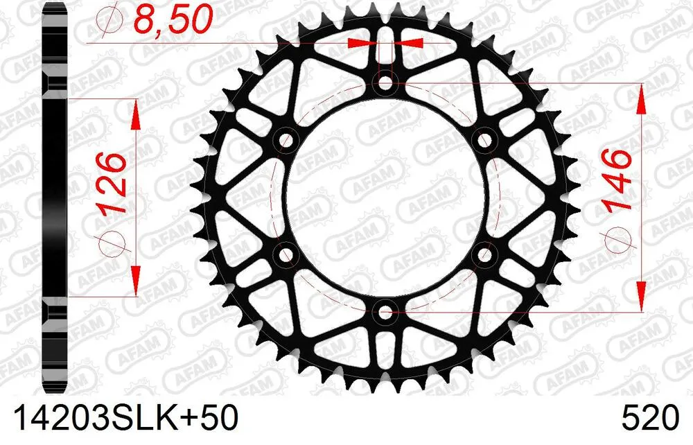 14203-SLK-50 AFAM Kettensatz Stahl 520 MX6-GG 13x50 - Suzuki RM-Z 250 2019-24 - SL01426857