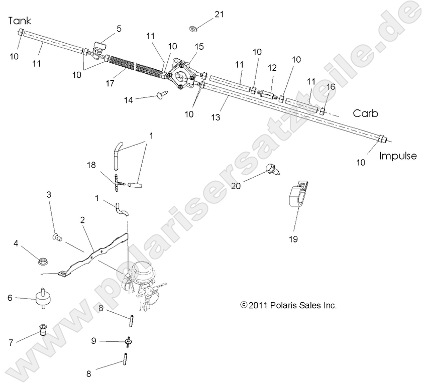 ENGINE, CARBURETOR MOUNTING and FUEL LINES