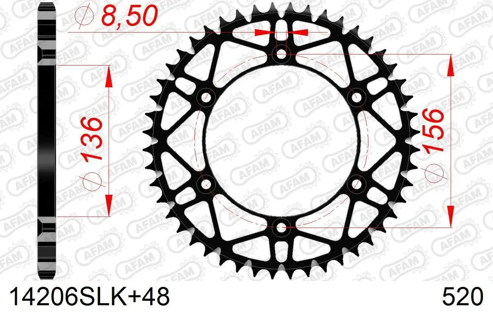 14206-SLK-48 AFAM Kettensatz Stahl 520 XRR3-G 12x48 - Gasgas EC 200 2003-17 - KIT108711