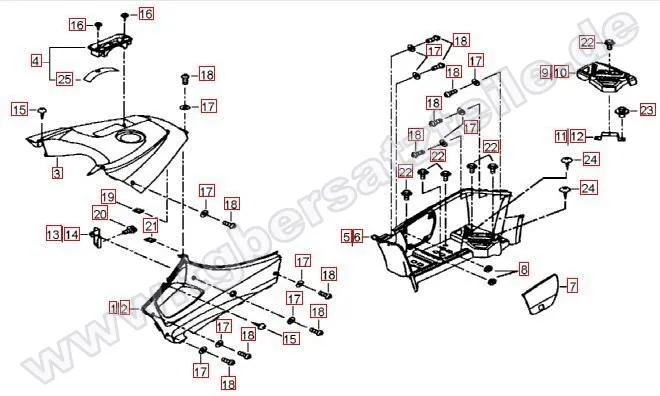Fussstützen und Tankabdeckung