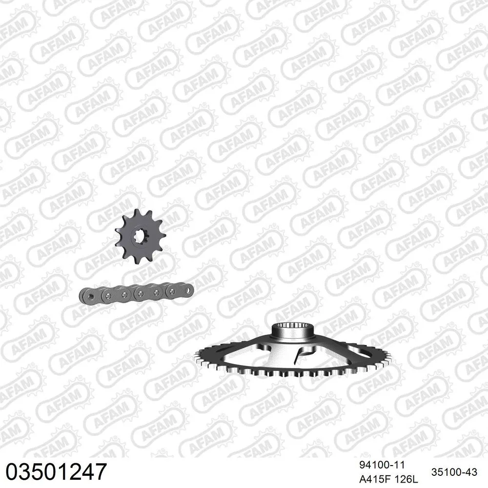 AFAM Kettensatz Stahl 415 F 11x43 - Aprilia AF1 50 Europa 1990-92 - 03501247