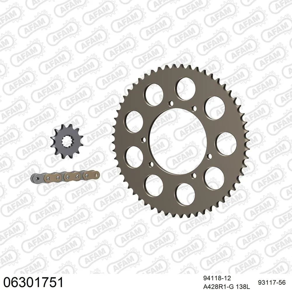 06301751 AFAM Kettensatz Aluminium 428 R1-G 12x56 - C H Racing WXE 50 Enduro 2002-05 - 06301751