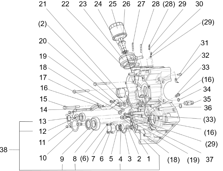 Kurbelgehäuseabdeckung links