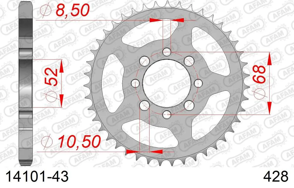 AFAM Kettensatz Stahl 428 R1-G 14x43 - Suzuki RG 80 1980-81 - 01407200